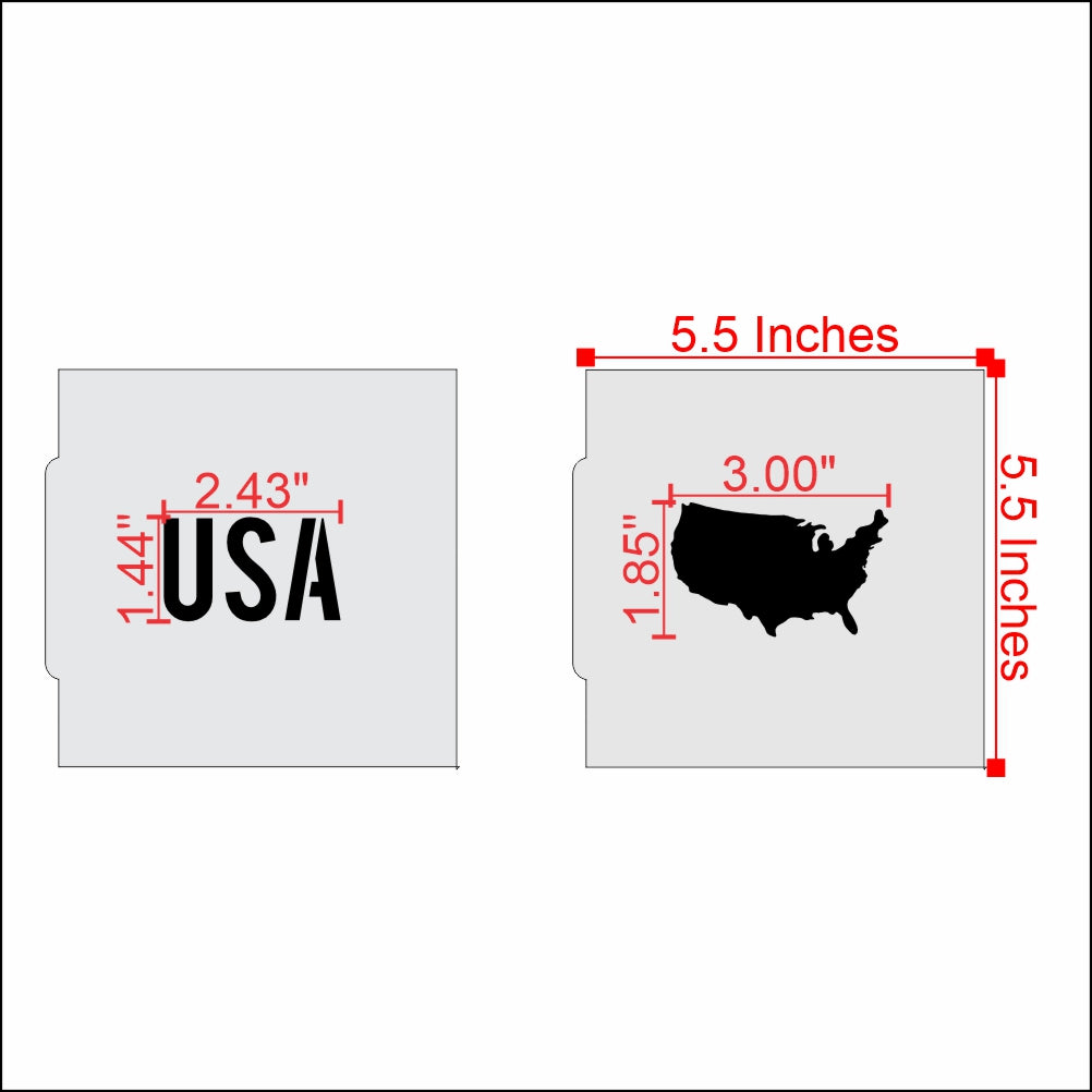 Measurements for the USA Cookie Stencil