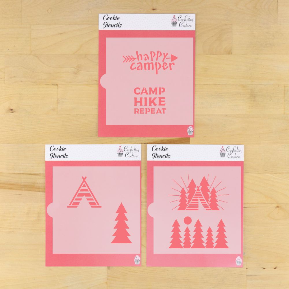 Happy Camper 3 Piece Cookie Stencil Set