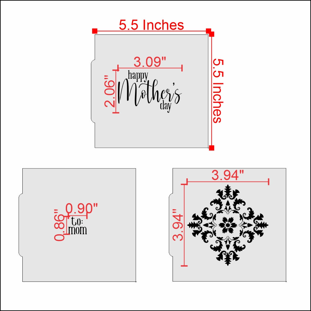 Measurements for the Mother's Day Cookie Confection Collection 6pc set