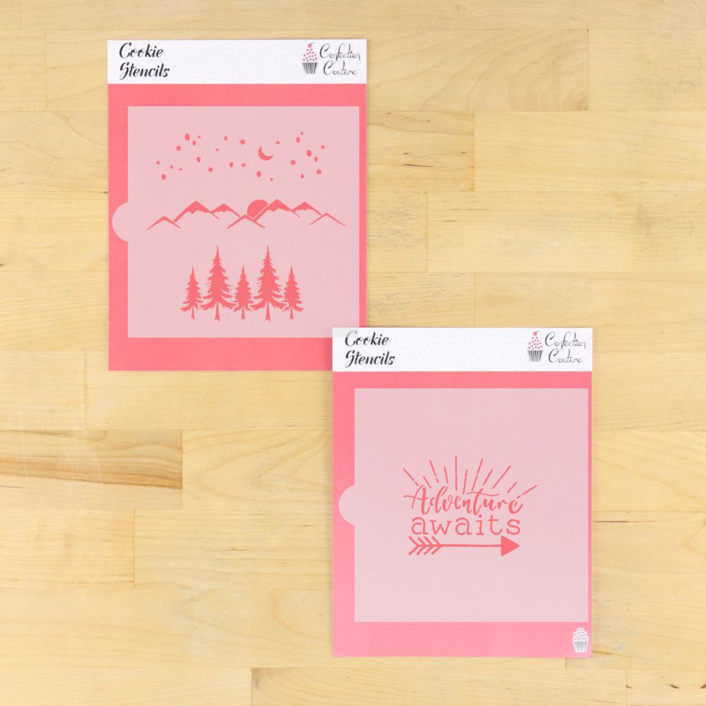 Adventure Awaits 2 Piece Cookie Stencil Set