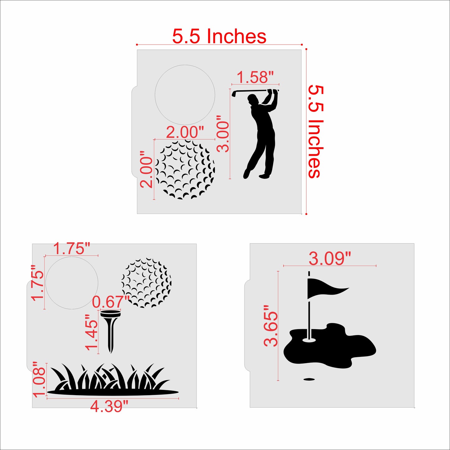Measurements for the Golfing Cookie Confection Collection