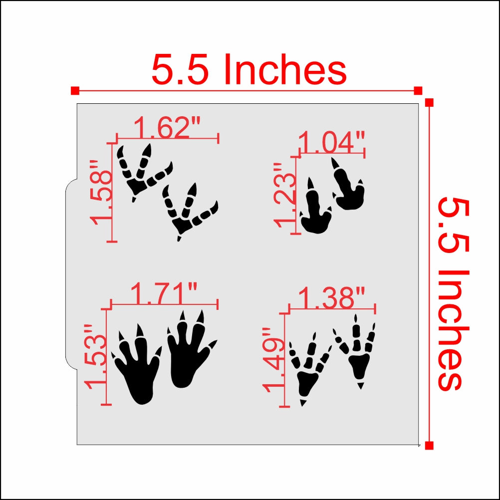 Measurements for the Dinosaur Tracks Cookie Stencil