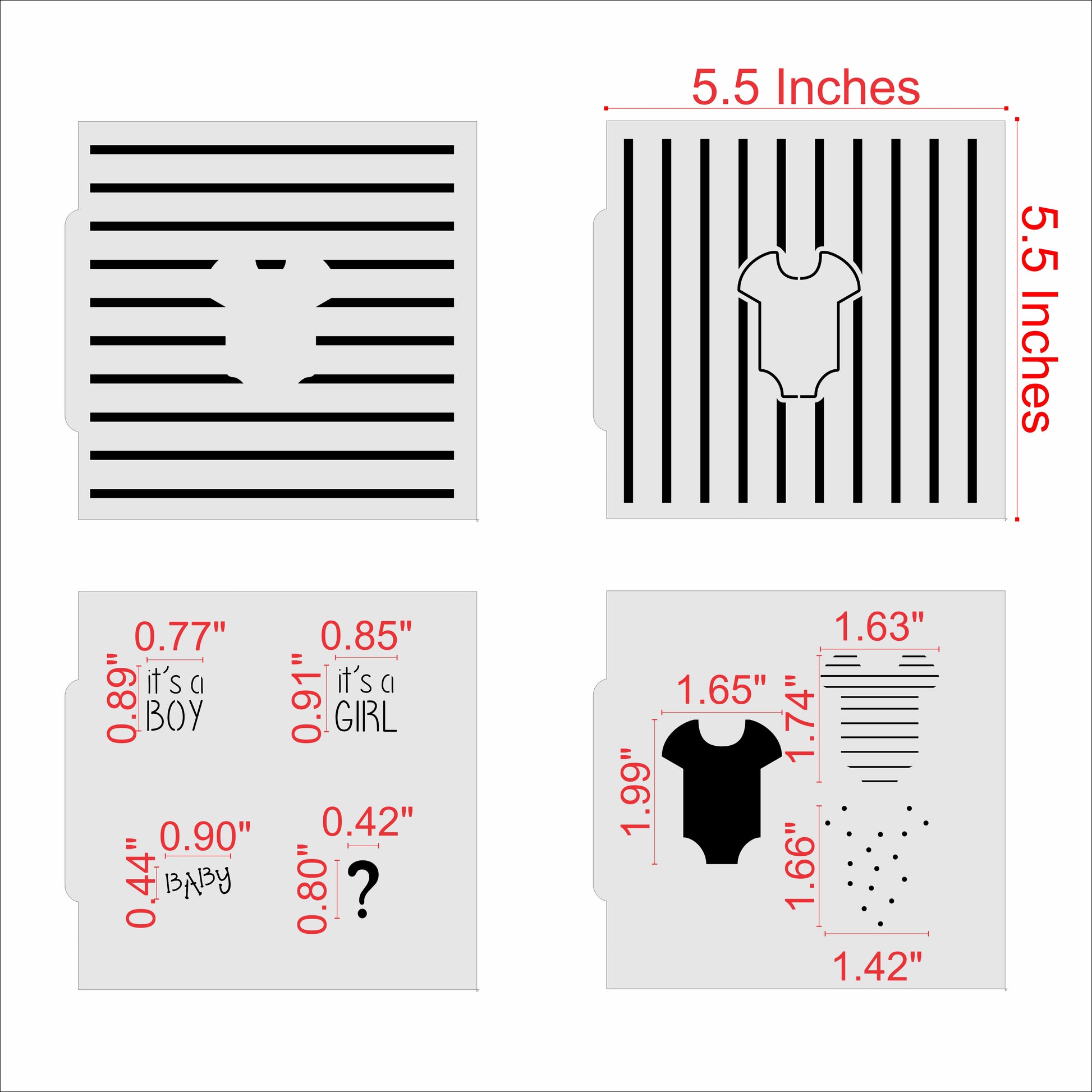 Measurements for the Gender Reveal Cookie Confection Collection