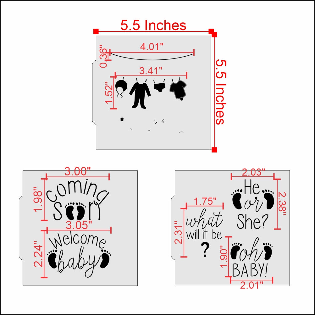 Measurements for the Gender Reveal Cookie Confection Collection