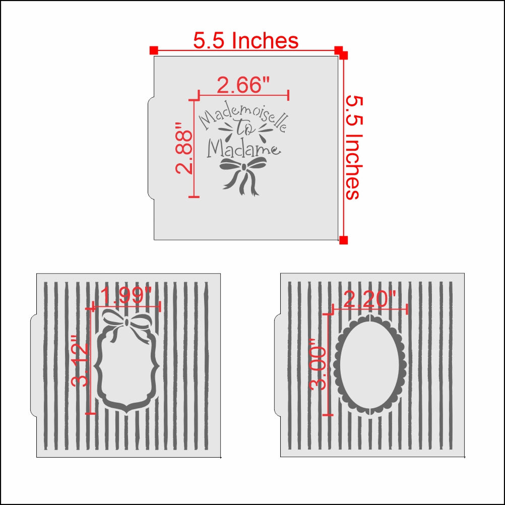 Measurements for the She Said Oui Parisian Wedding Cookie Confection Collection