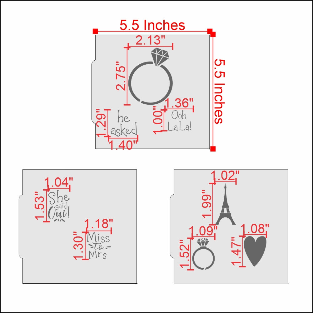 Measurements for the She Said Oui Parisian Wedding Cookie Confection Collection