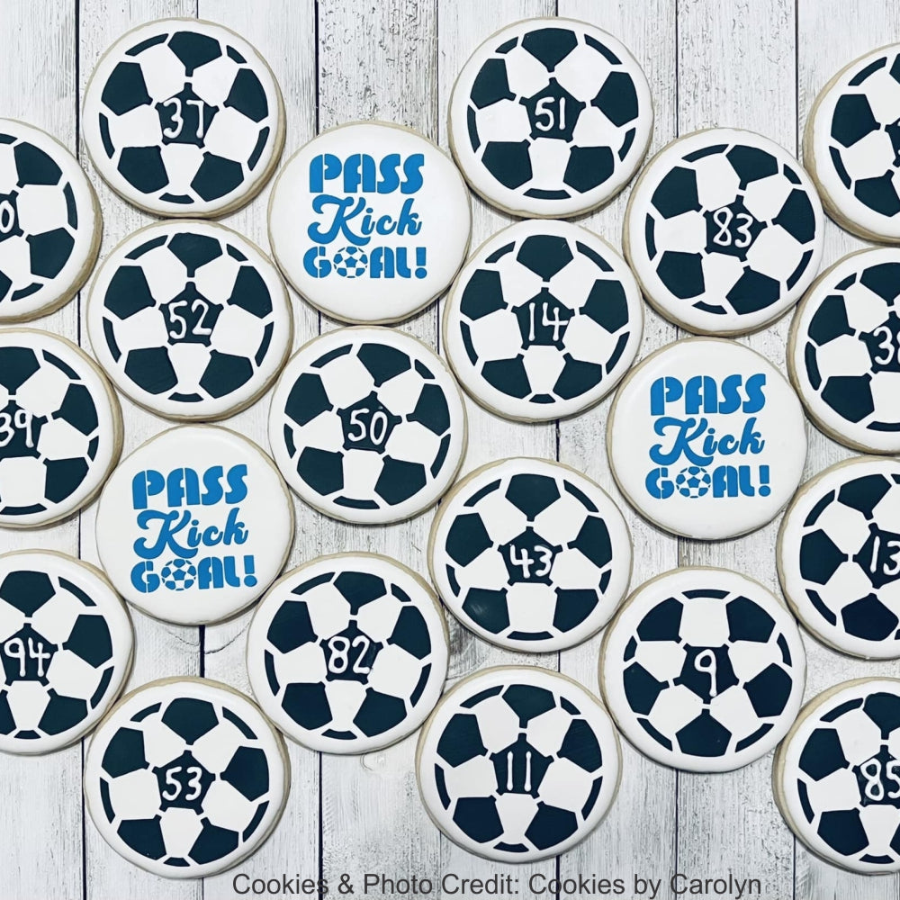 SOCCER BALL COOKIES AIRBRUSHED BY COOKIES BY CAROLYN