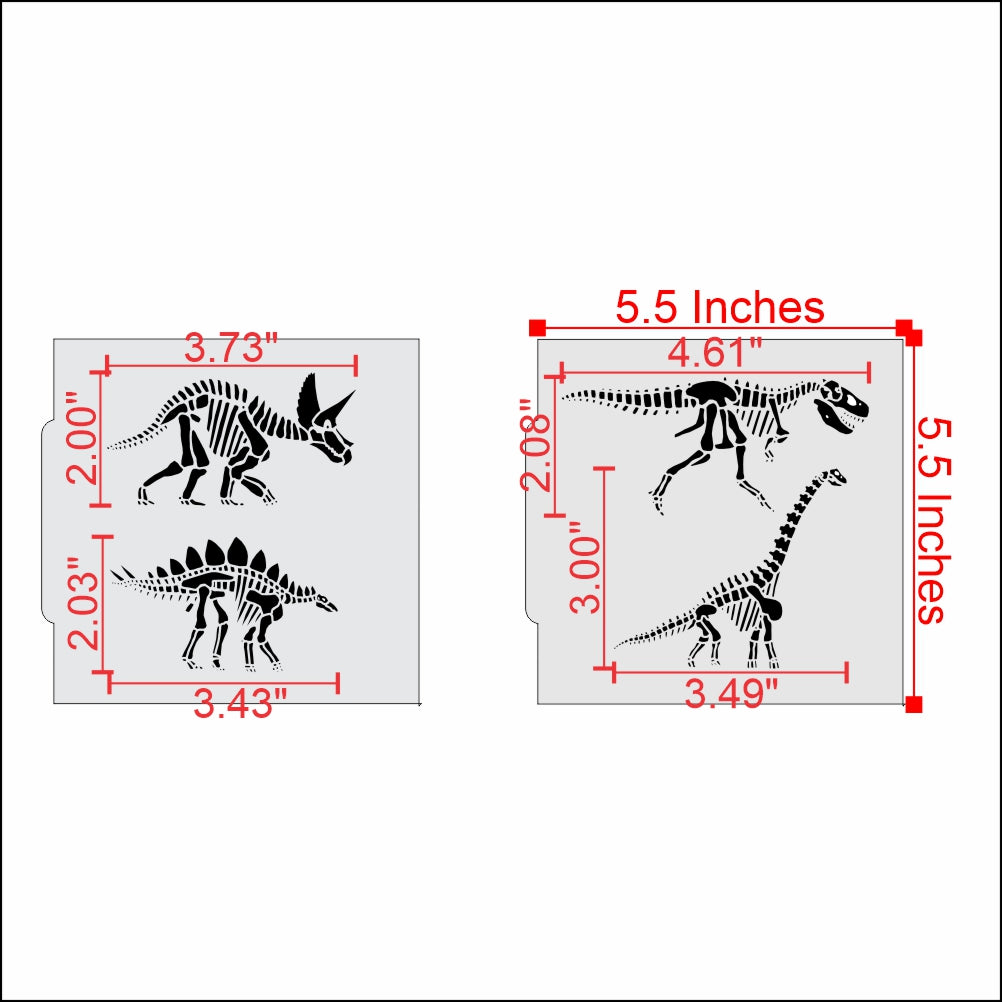 Measurements for the Dinosaur Skeleton Cookie Stencil