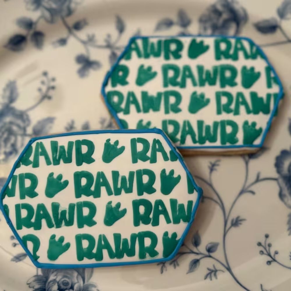 Rawr Dinosaur Background Cookie Stencil