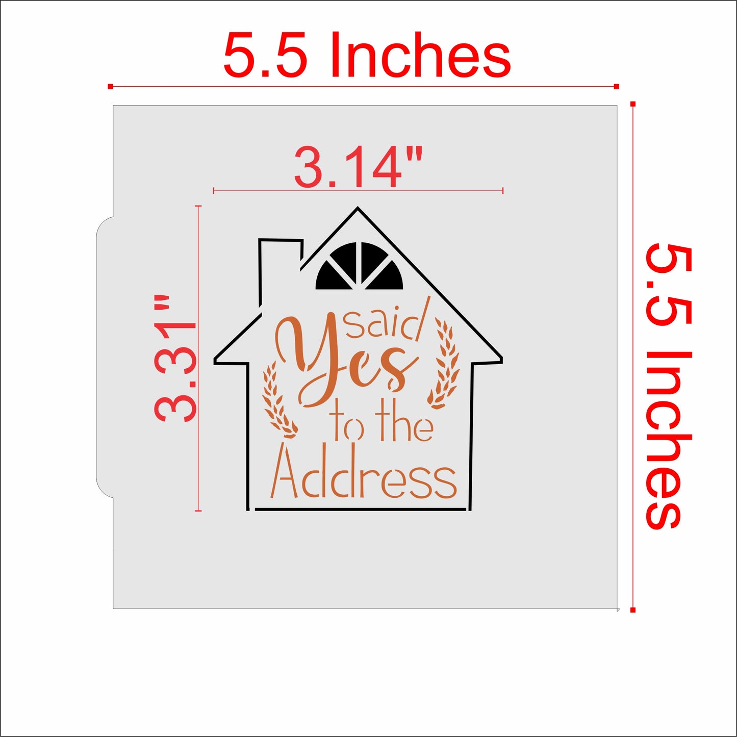 Measurements for the House Cookie Stencil