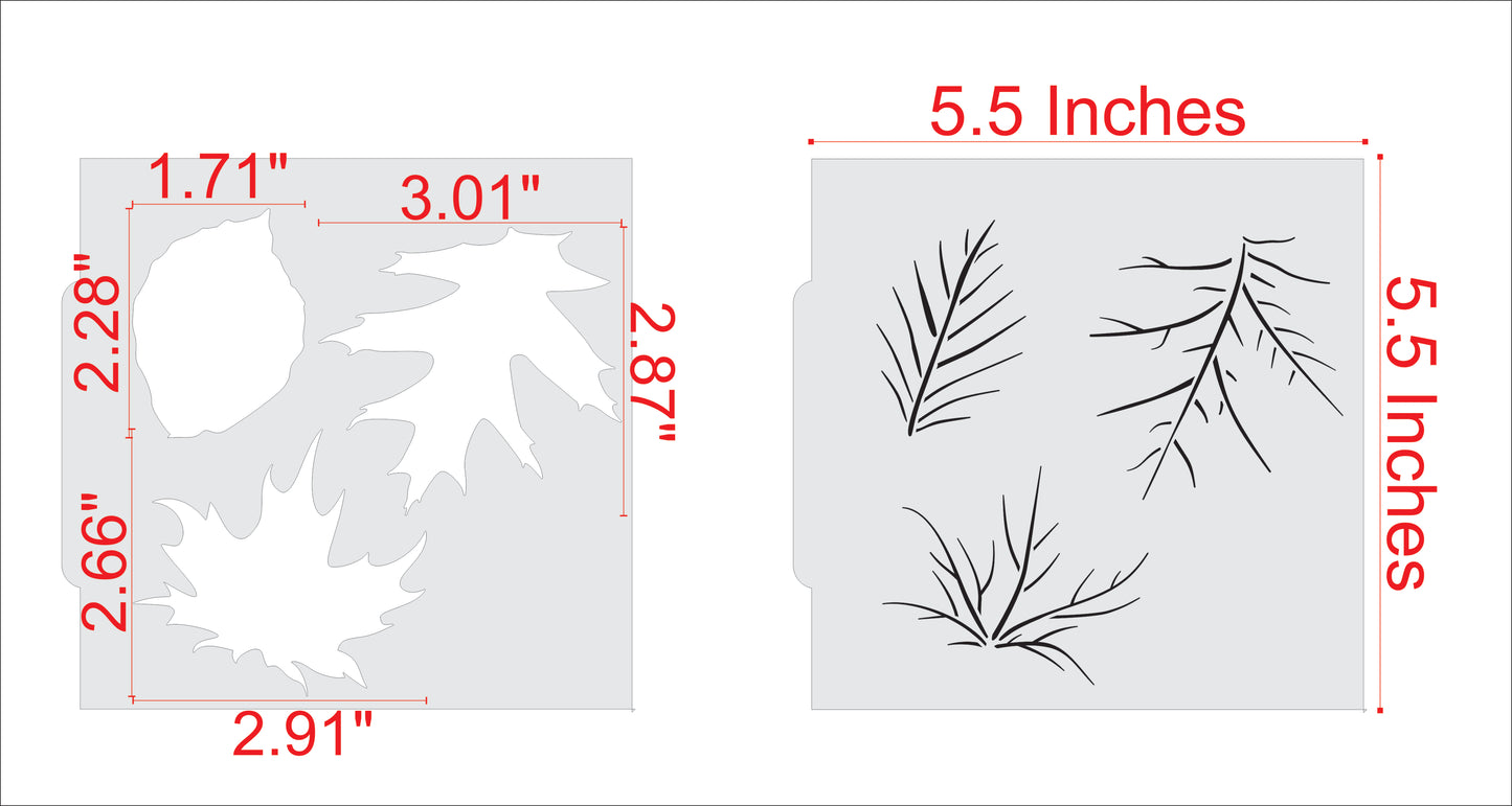 Measurements for the Autumn Leaf Trio Fall Cookie Stencil