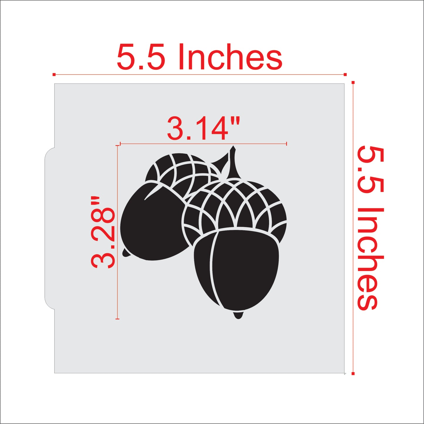 Measurements for the Acorn Fall Cookie Stencil