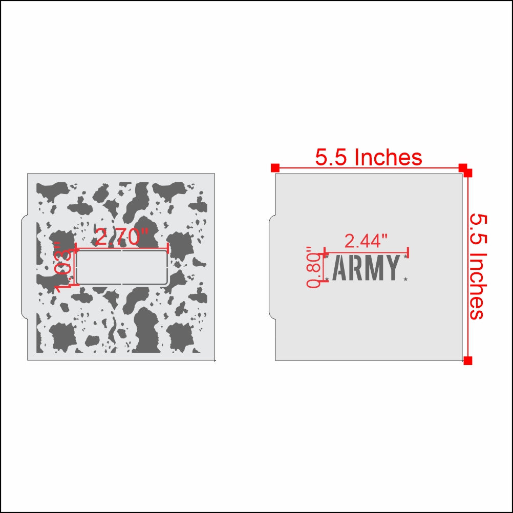 Measurements for the Army Camo 2 Overlay Background Cookie Stencil