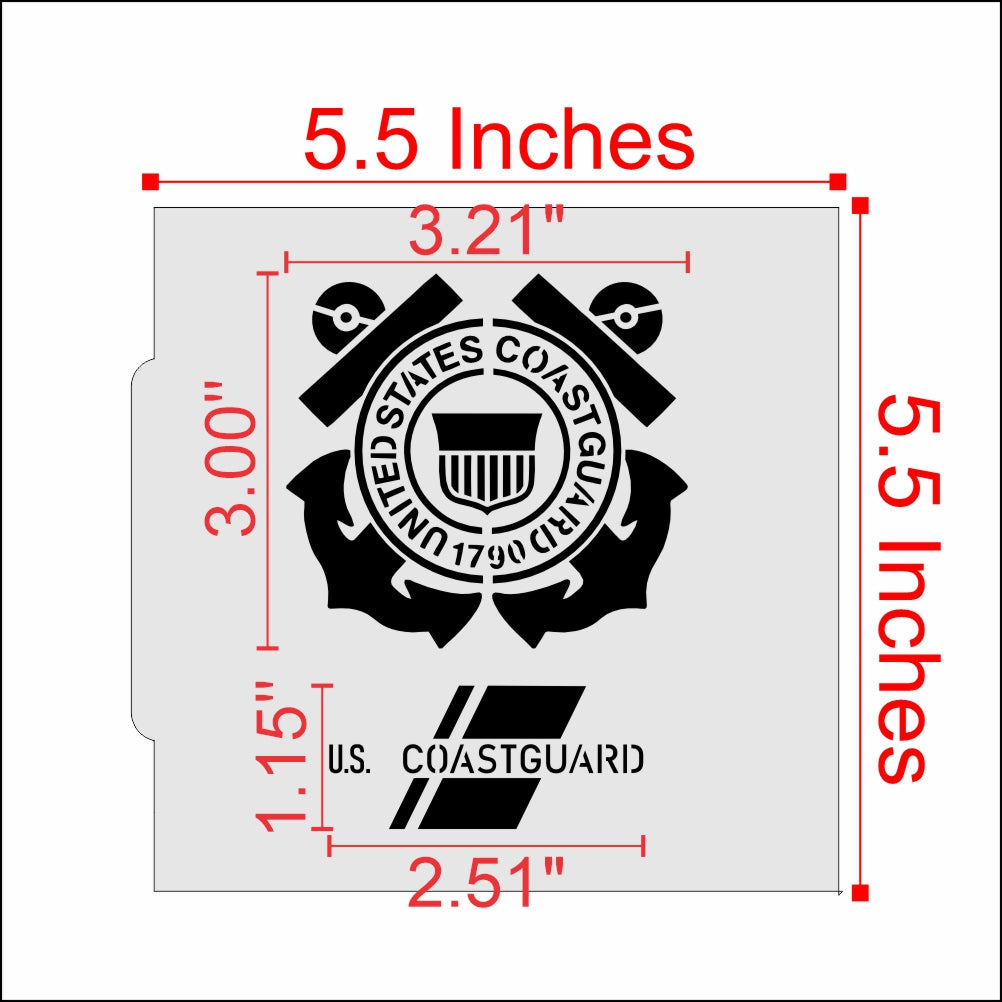 Measurements for the Coast Guard Logo Cookie Stencil