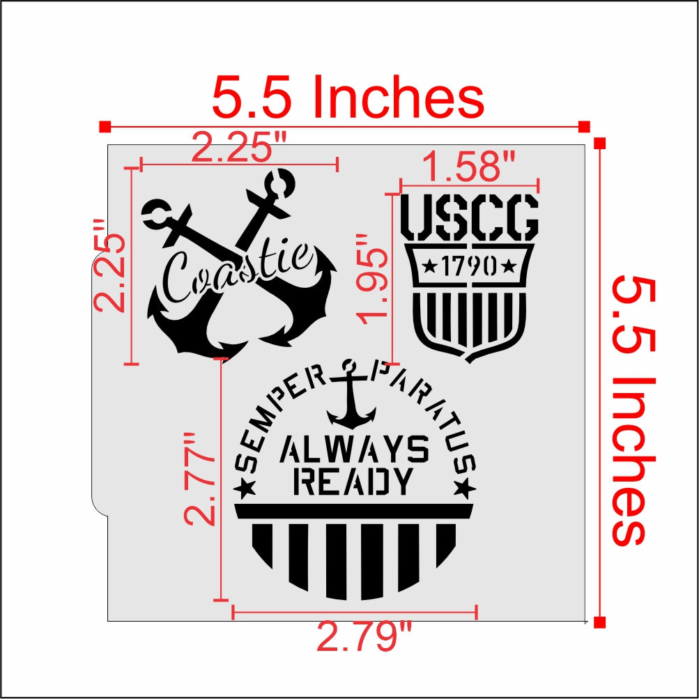 Measurements for the Semper Paratus Cookie Stencil