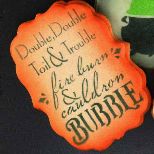 Toil & Trouble Halloween Cookie Stencil AIRBRUSHED ONTO COOKIE