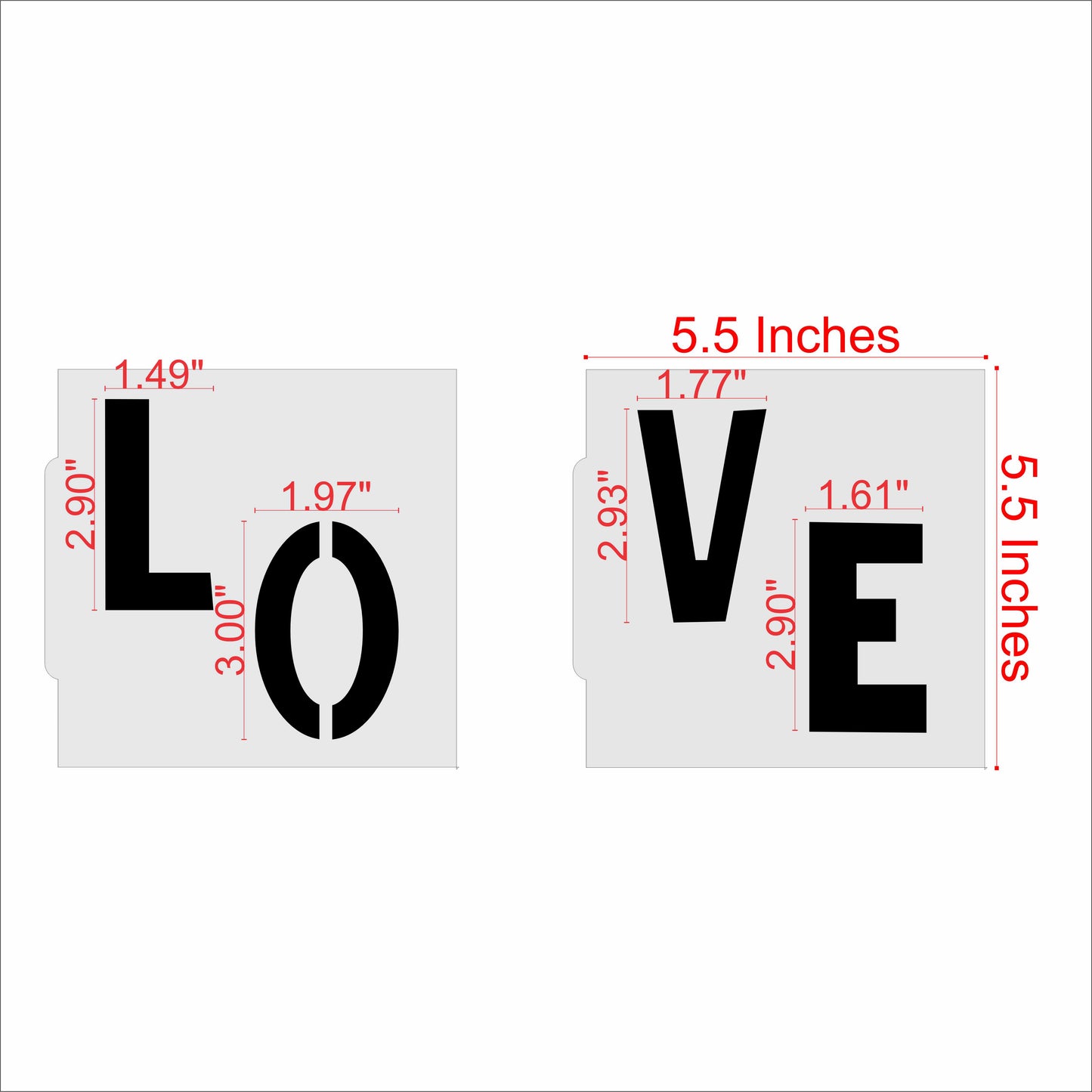L-O-V-E Letters Cookie Stencil With Matching Cookie Cutters
