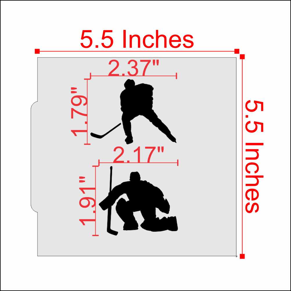 Measurements for the Ice Hockey Player Cookie Stencils