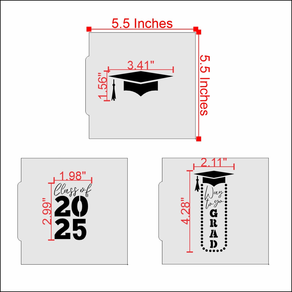 Measurements for the Graduation Cookie Stencils