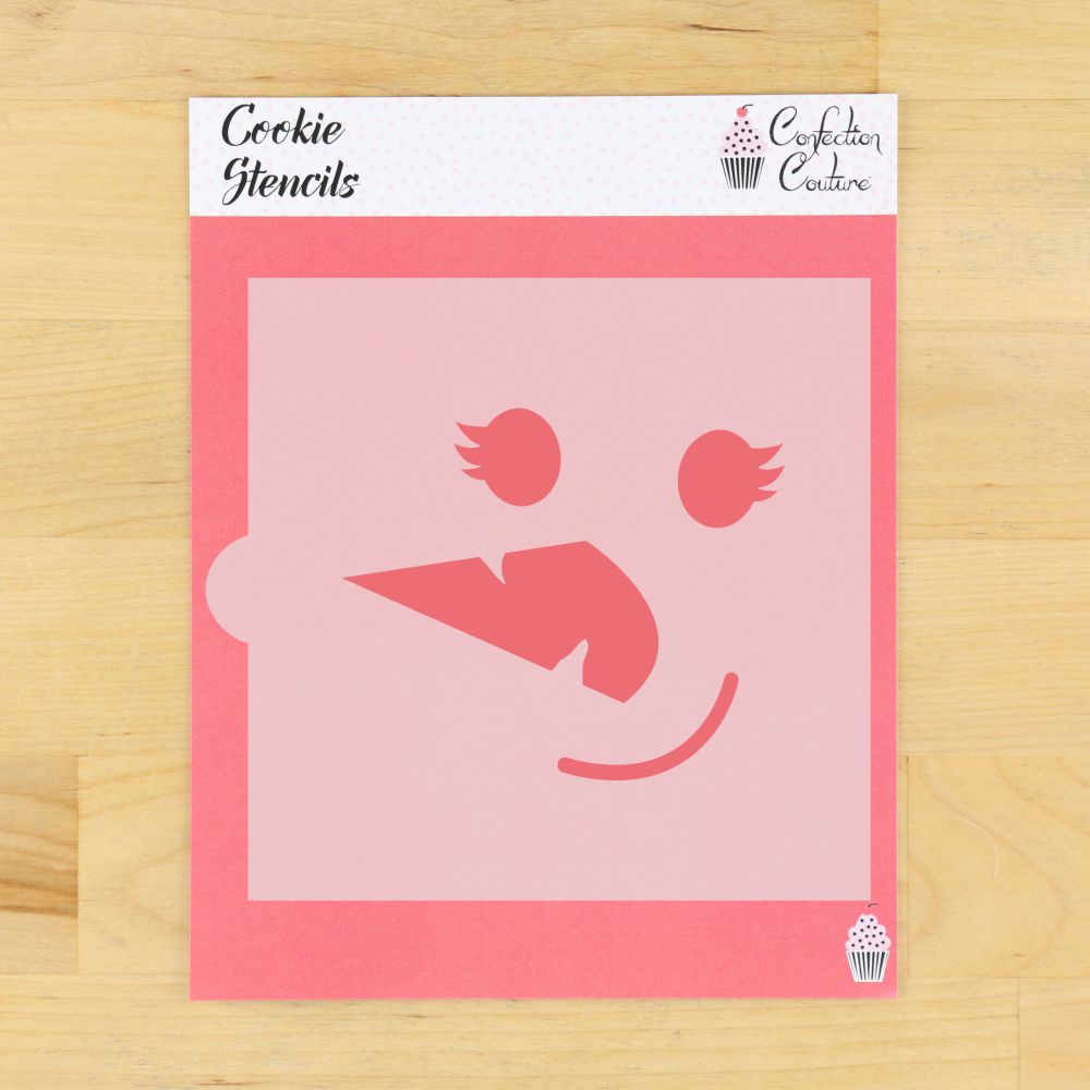 Custom snowman face cookie stencil, perfect for decorating Christmas and winter cookies with playful designs.