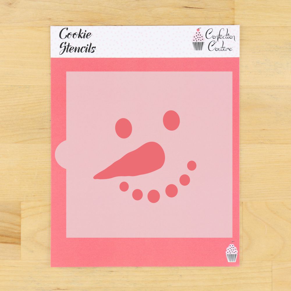 Custom snowman face cookie stencil for holiday baking and decorating.