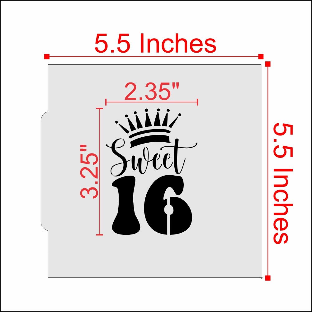 Sweet Sixteen Birthday Cookie Stencil