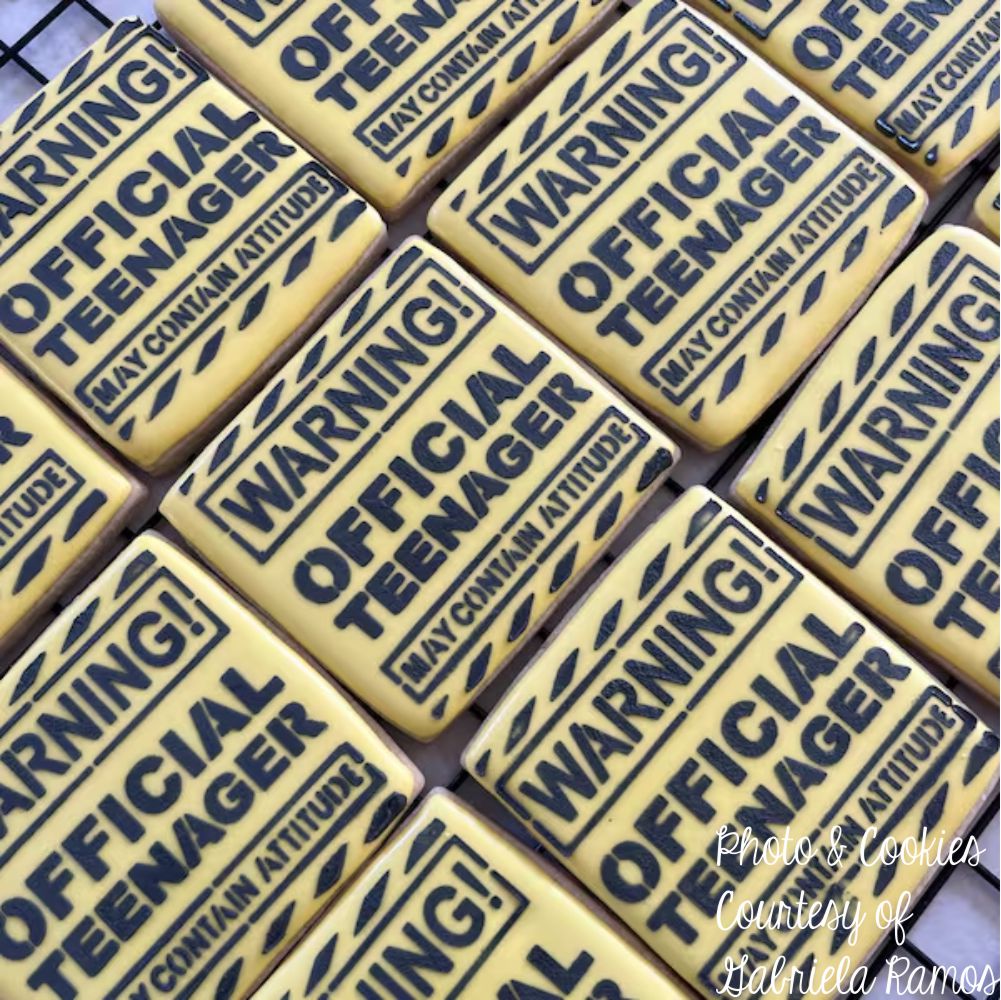 WARNING Official Teenager Birthday Cookie Stencil