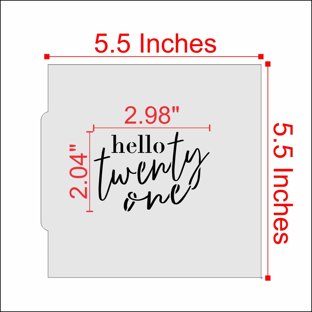Hello Twenty One Birthday Cookie Stencil