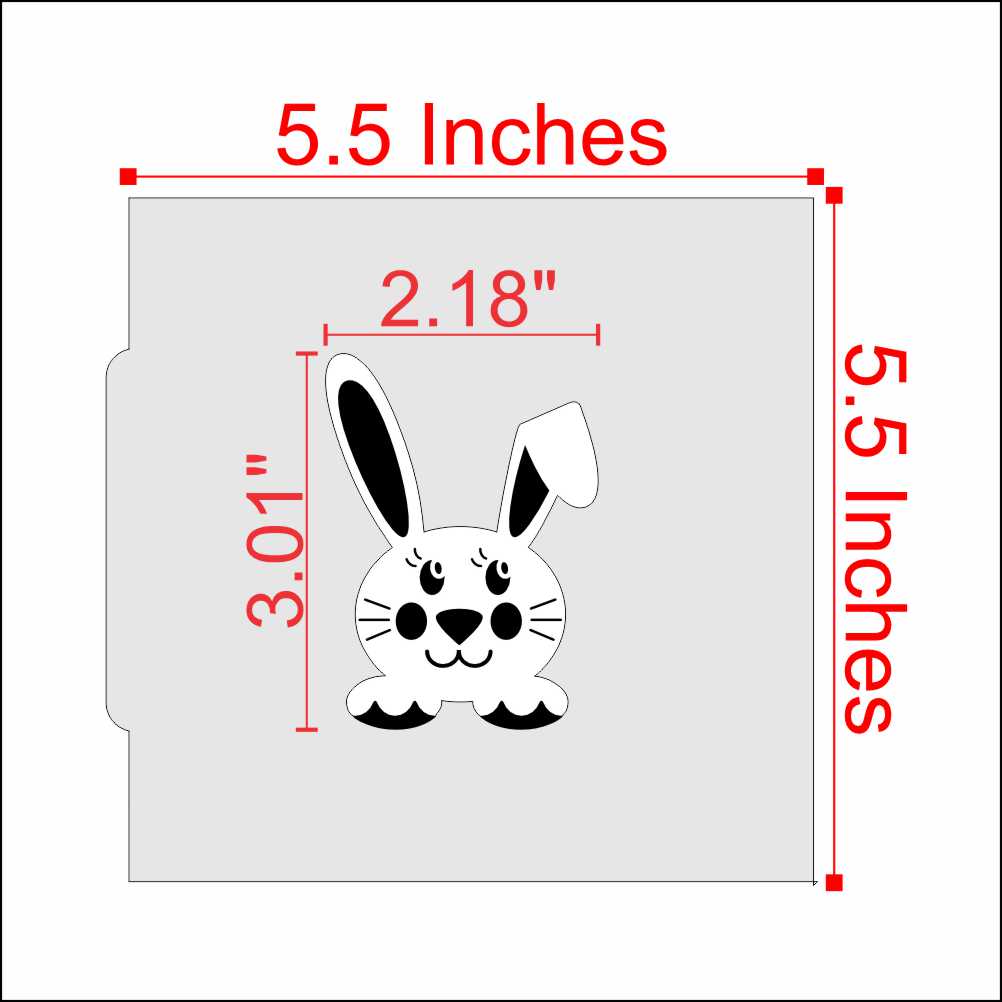 Easter Bunny Cookie Stencil Dimensions