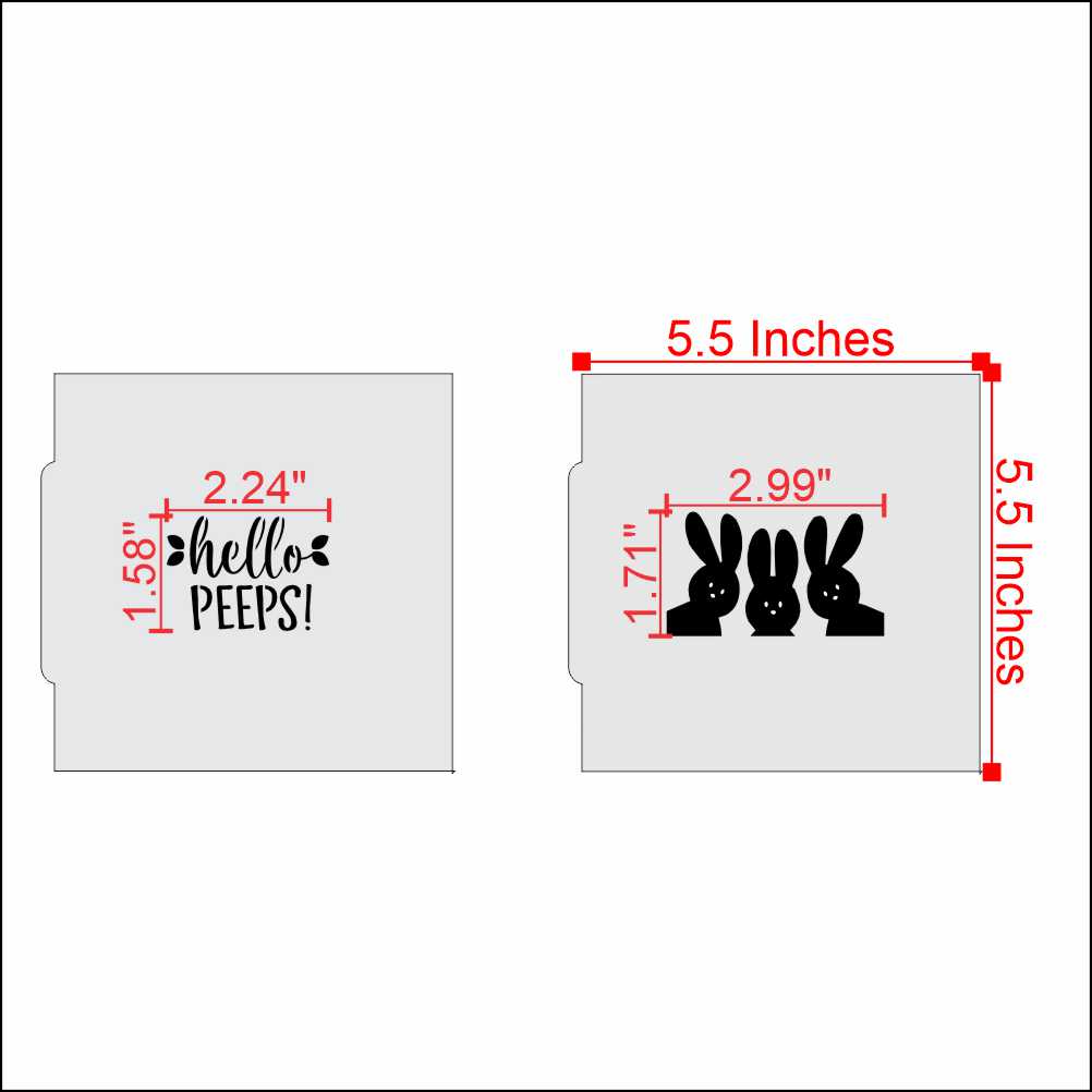 Hello Peeps Cookie Stencil Dimensions