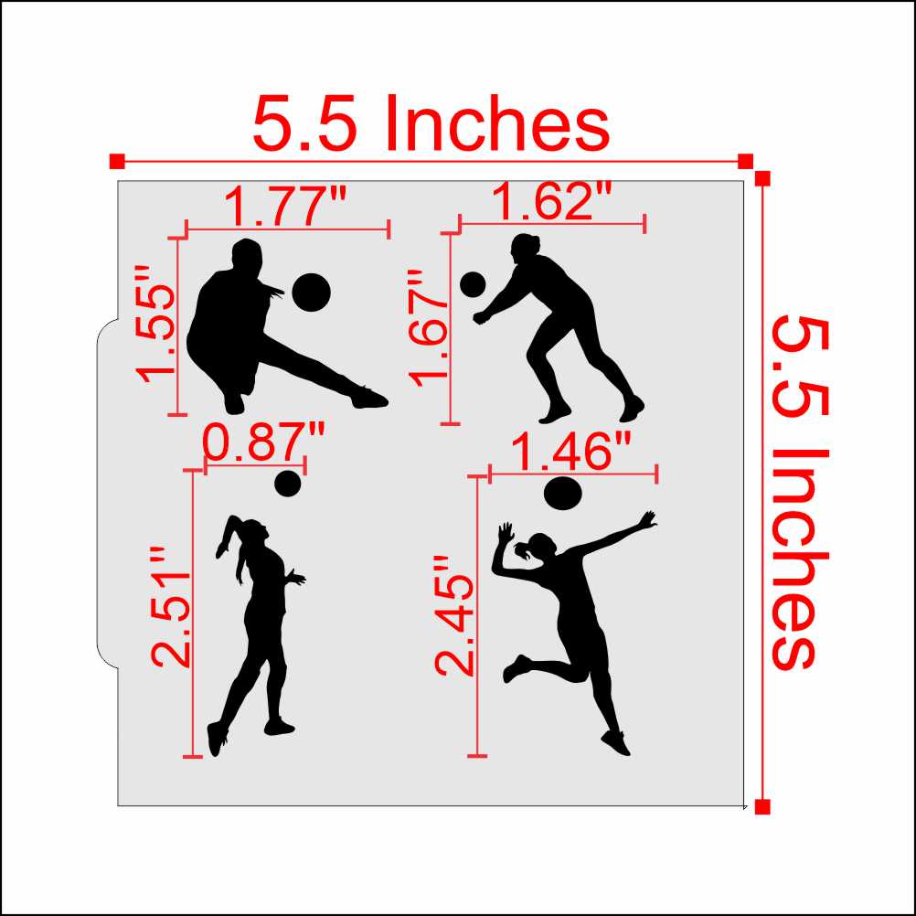 Measurements for the Volleyball Cookie Stencil Bundles