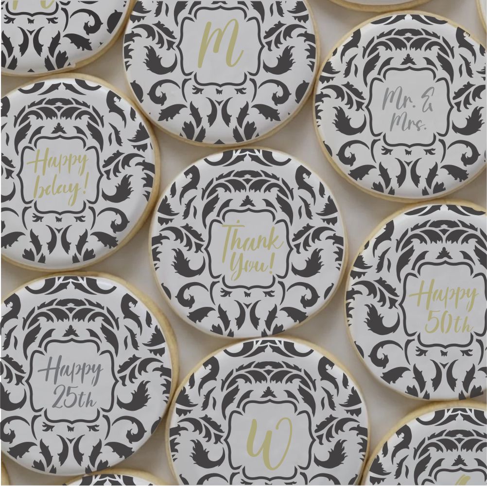 Custom Cookies using the Acanthus Cookie Stencil