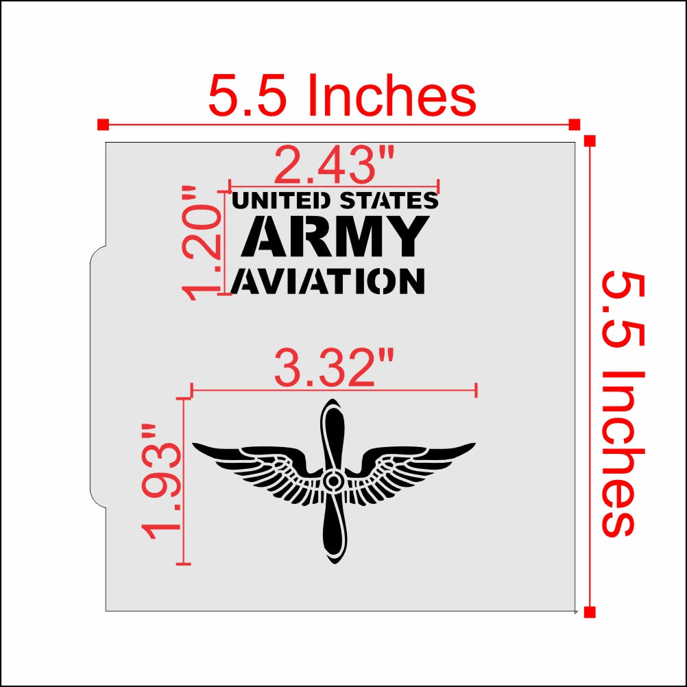 Measurements for the United States Army Aviation Cookie Stencil