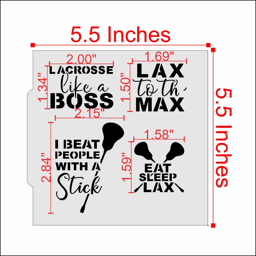 Measurements for the Lacrosse Messages Cookie Stencil