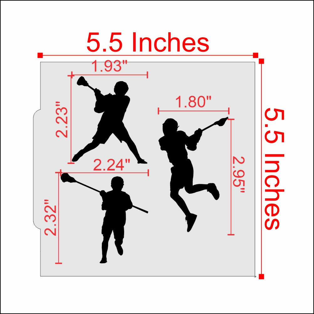 Measurements for the Lacrosse Cookie Stencil Player Silhouettes