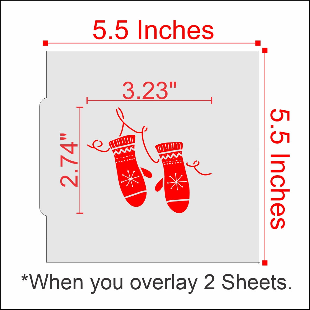Measurements for the Wool Mitten Cookie Stencil