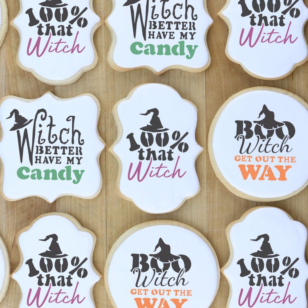 Boo Witch Halloween Cookie Stencil