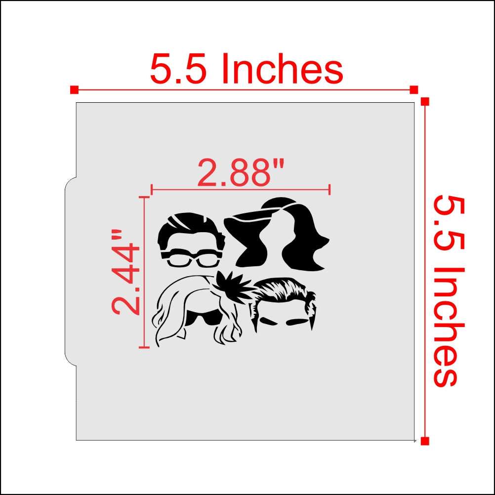 Measurements for the Rose Family Cookie Stencil