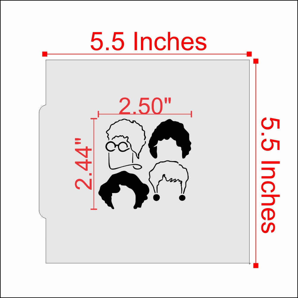 Measurements for the Golden Gang Cookie Stencil
