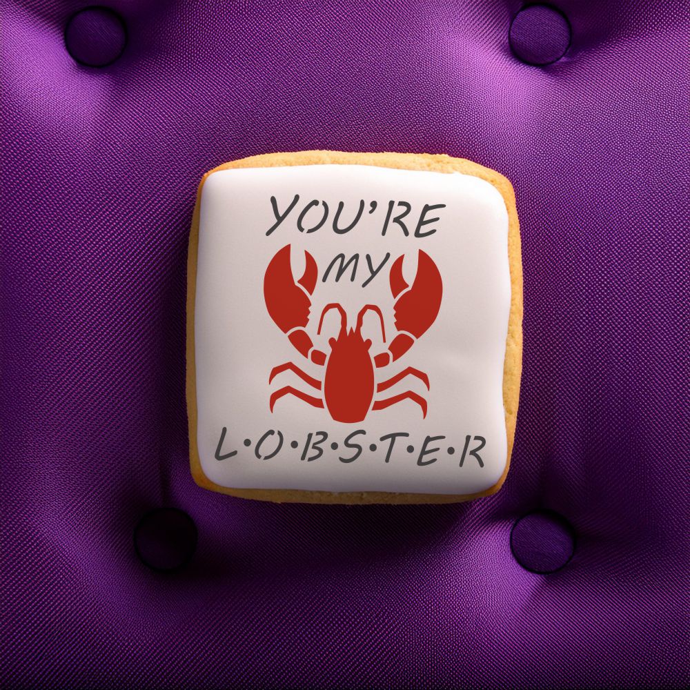 Cookie decorated with the You're My Lobster Cookie Stencil