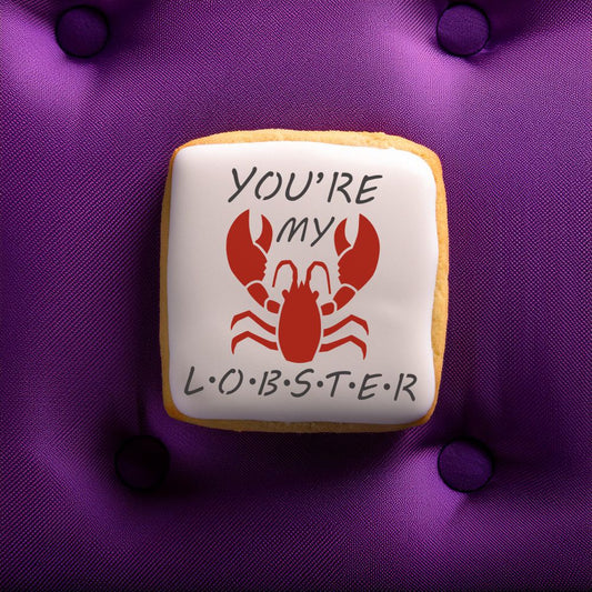 Cookie decorated with the You're My Lobster Cookie Stencil