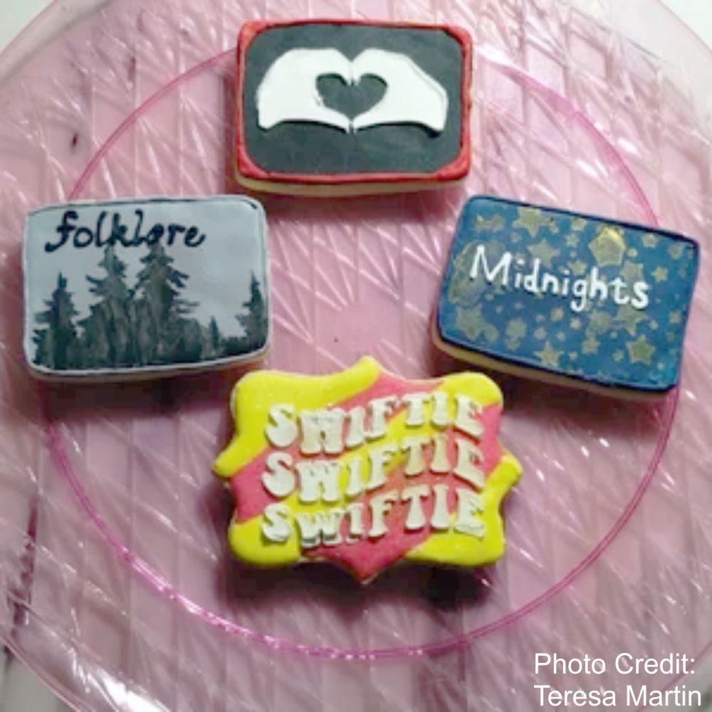 Swiftie Fan Cookie Stencil Set used on cookies by Teresa Martin