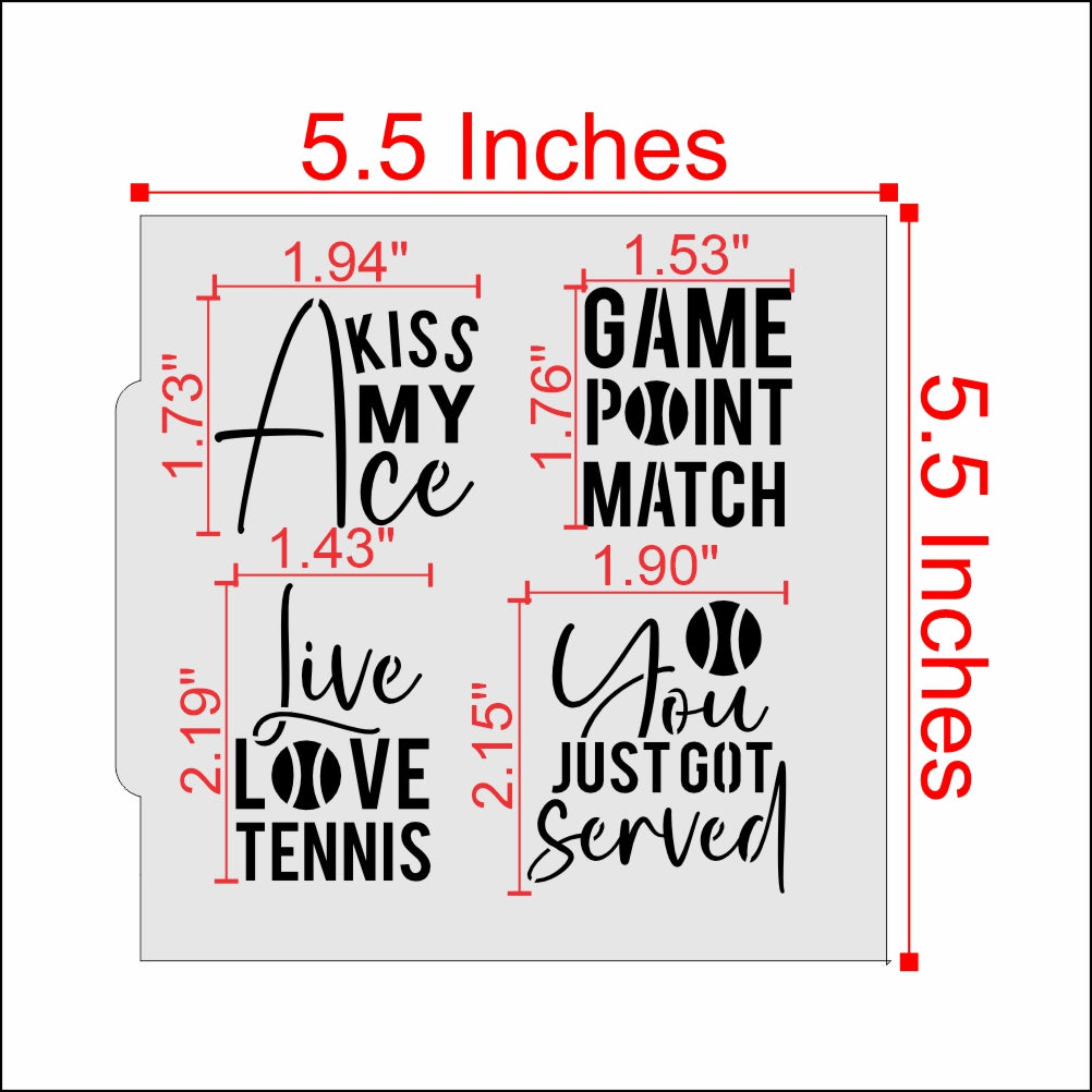 Measurements for the Tennis Messages Cookie Stencil