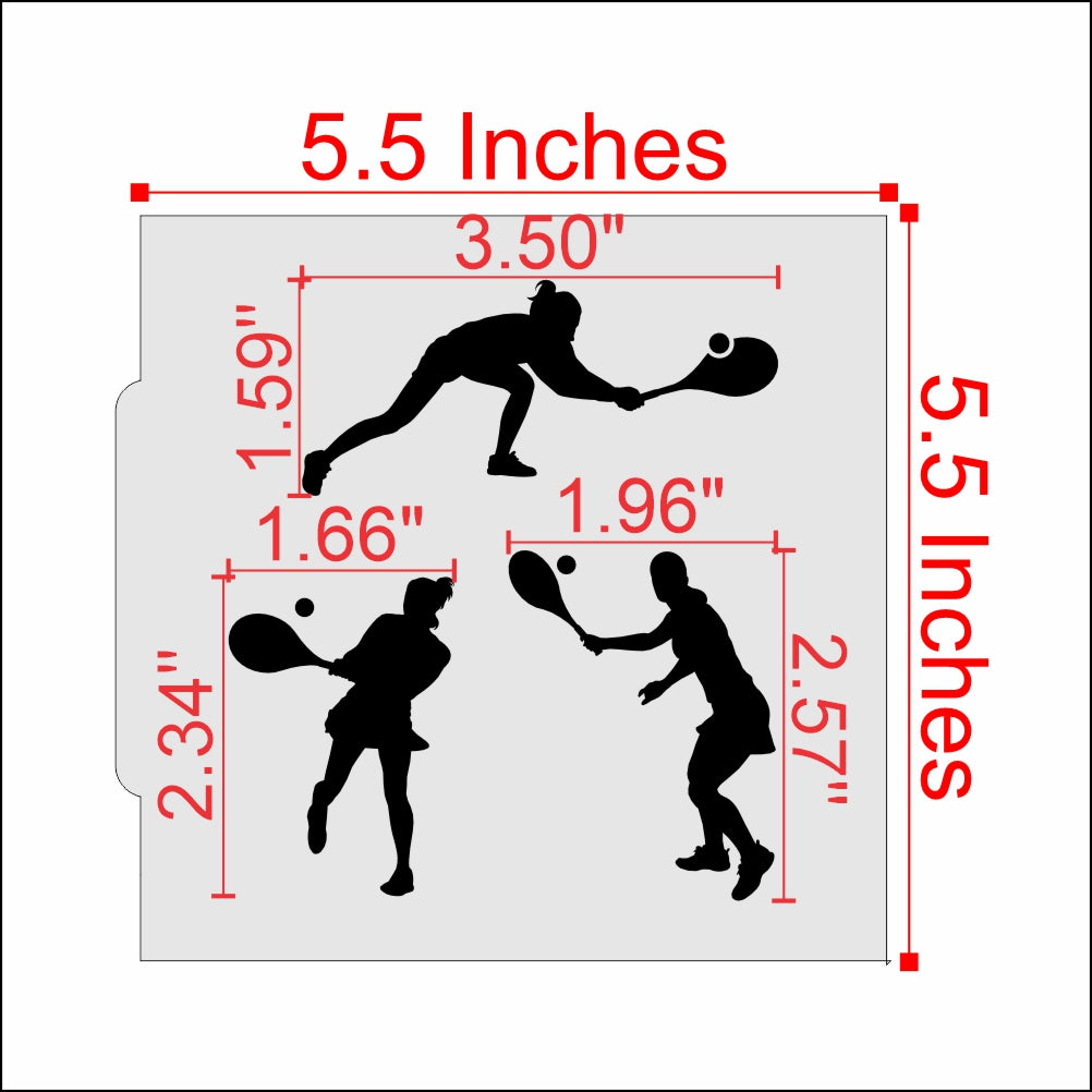 Measurements for the Woman Tennis Player Cookie Stencils