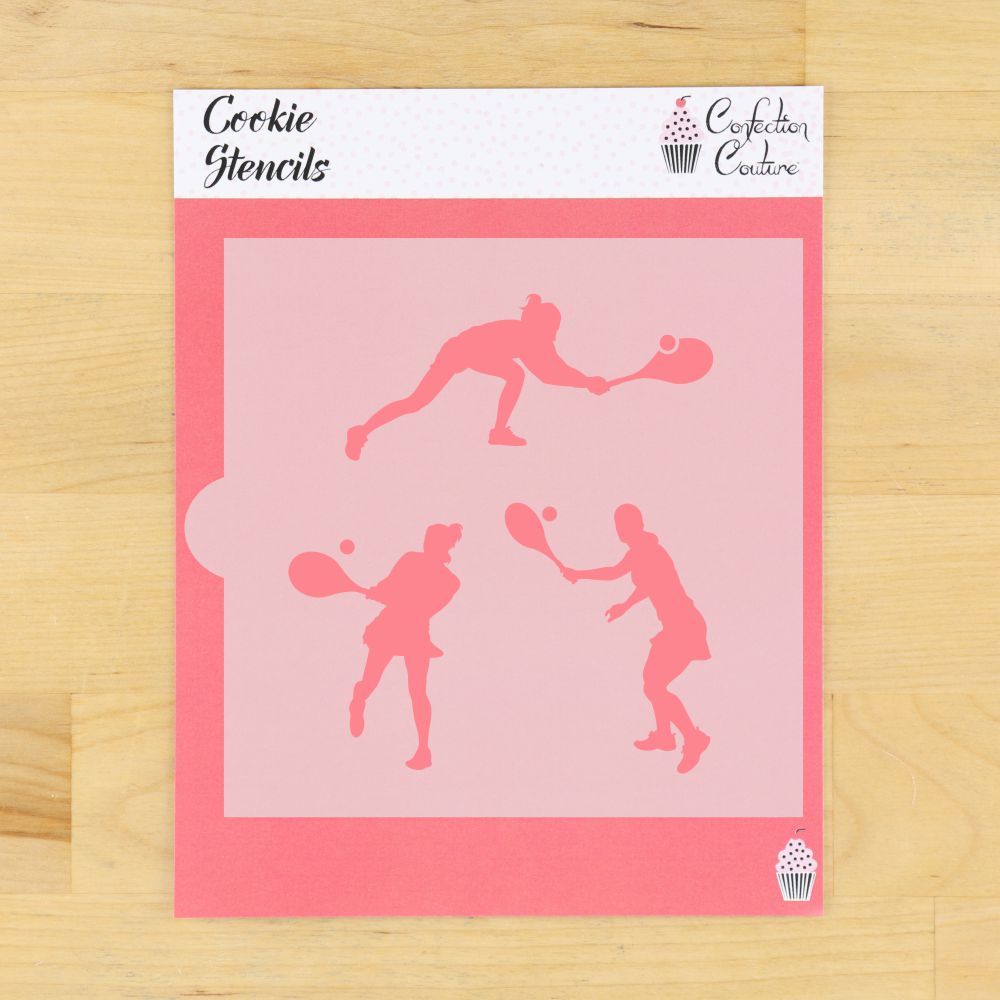 Women Tennis Players Cookie Stencil