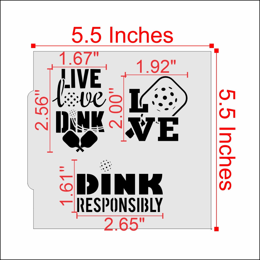 Measurements for the Pickle Ball Sayings Stencil