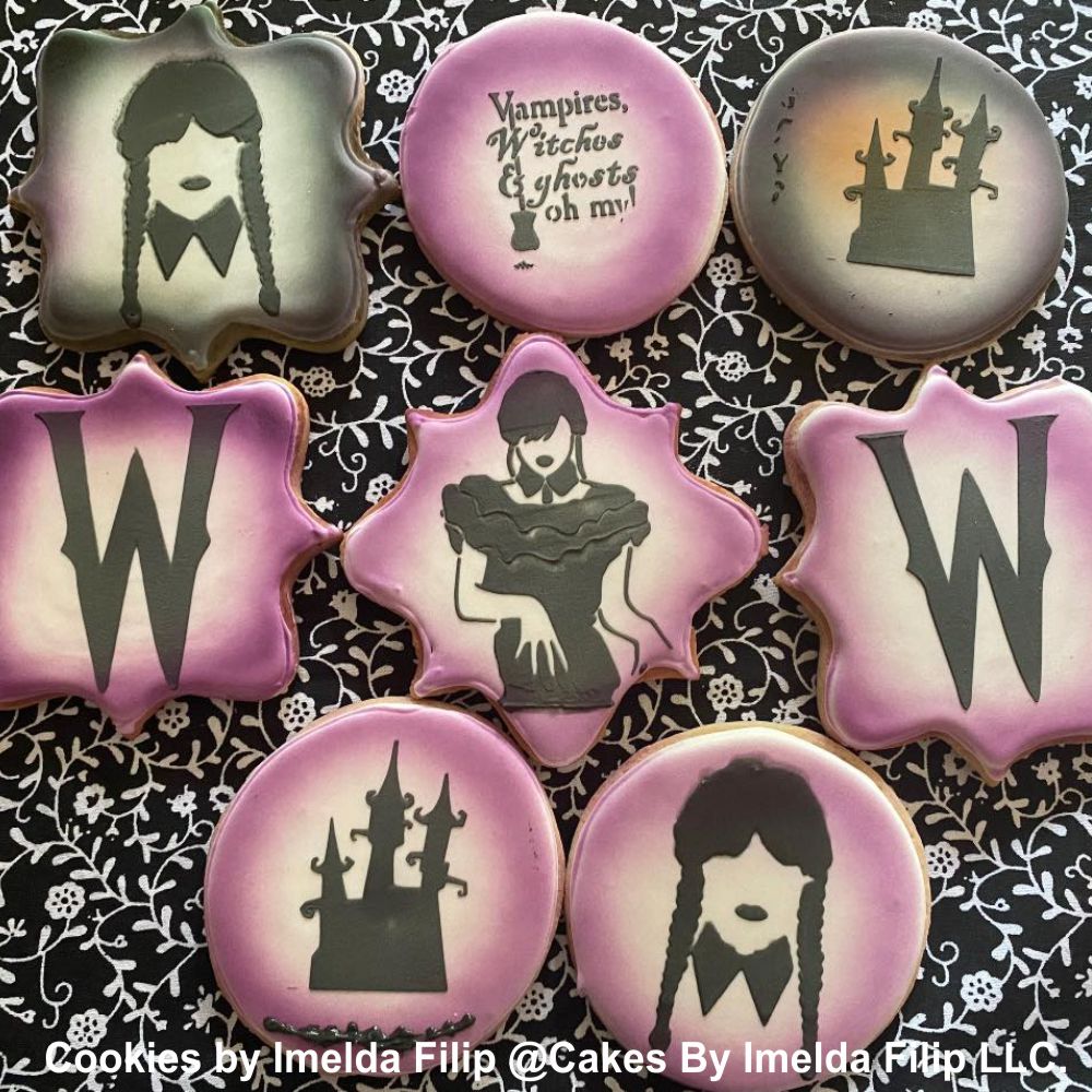 Wednesday Addams Stencils for Halloween Cookies