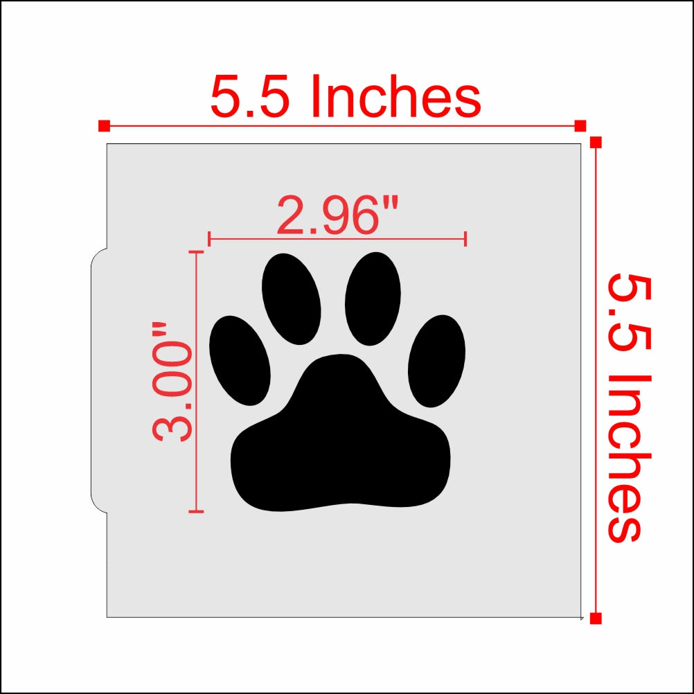 Measurements for the Paw Print Cookie Stencil