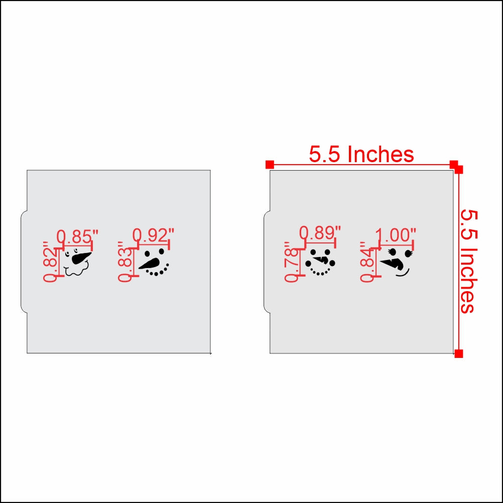 Snowman Faces Cookie Stick Stencil