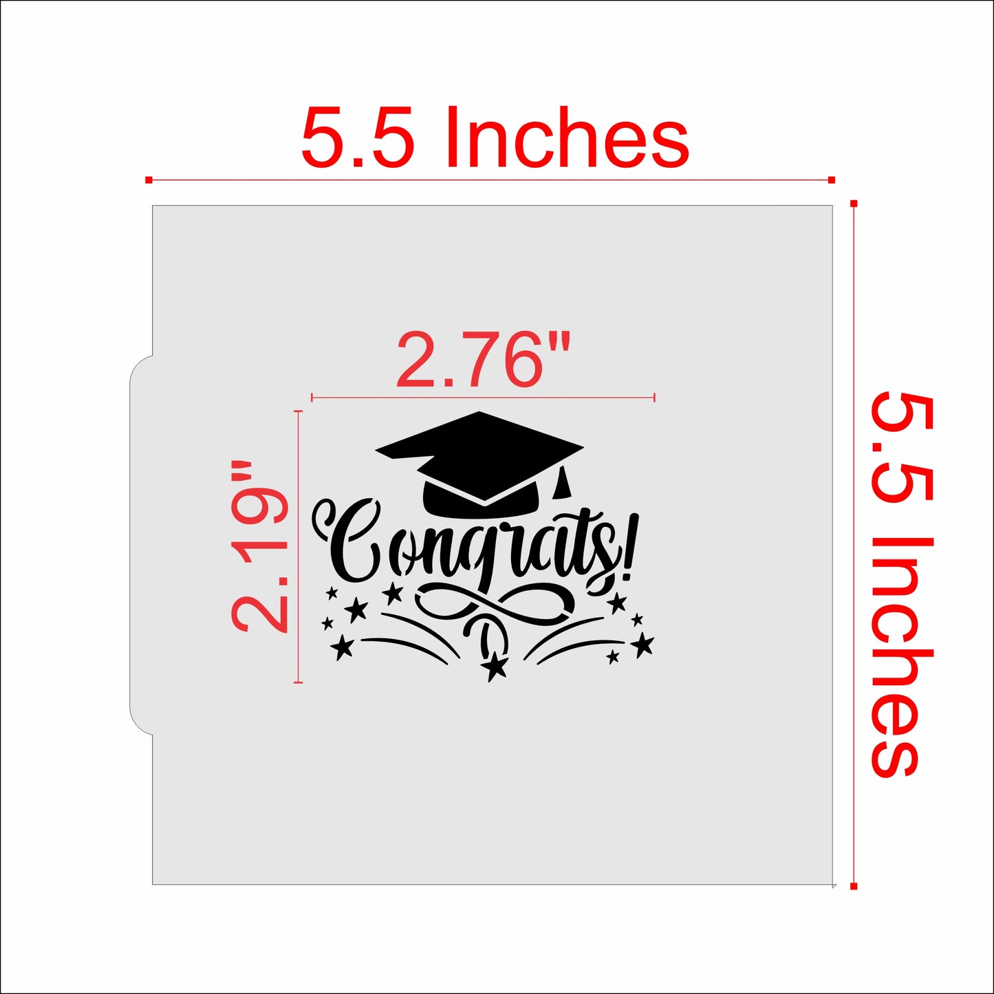 Congrats Graduation Cookie Stencil Dimensions